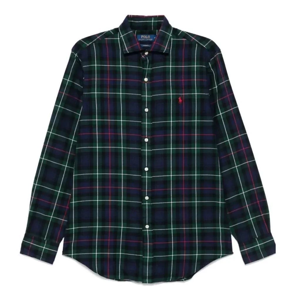 Polo Ralph Lauren NWT Icon Logo Plaid Twill Custom Fit Flannel Green XLT